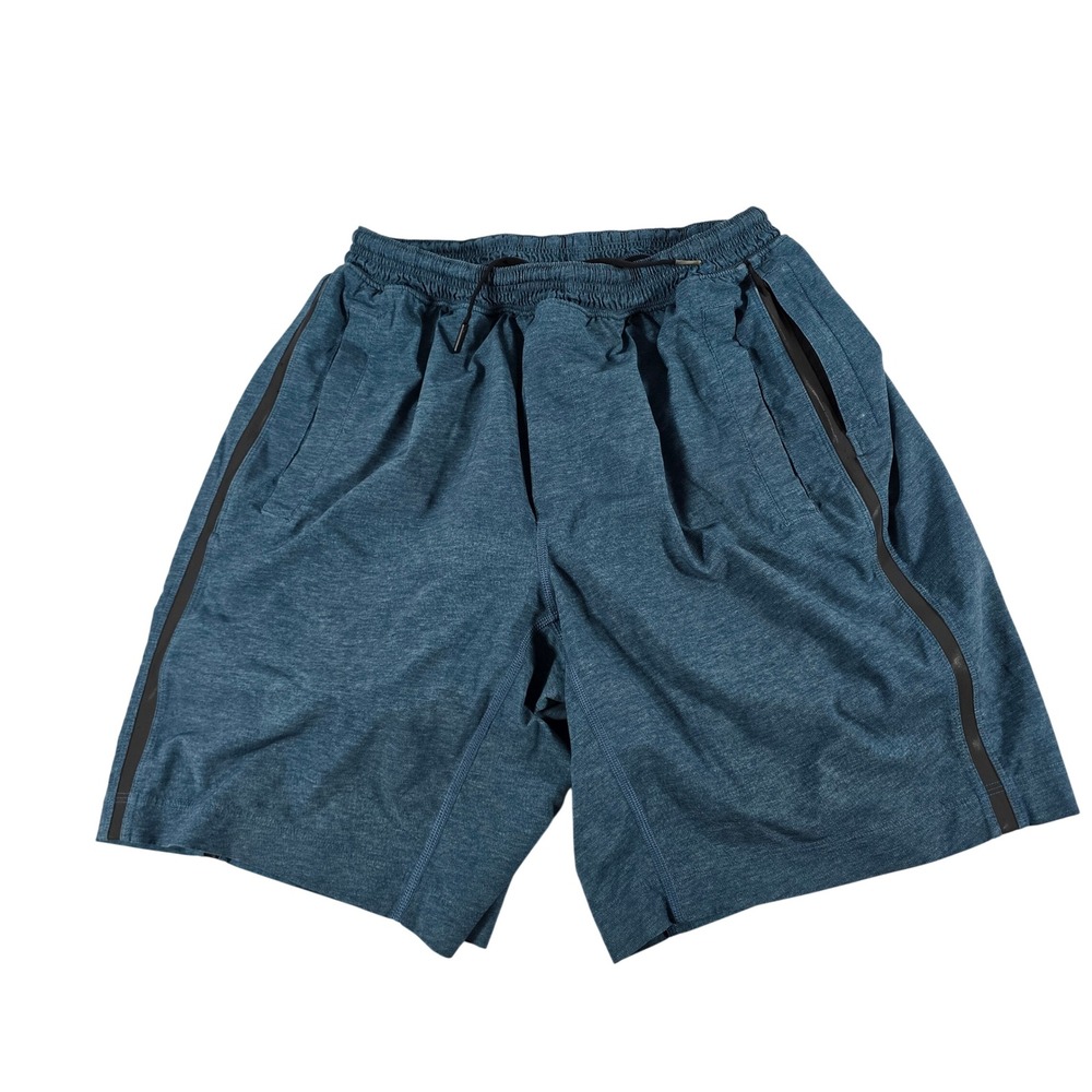 Lululemon Mens Blue Heathered Athletic Shorts Built In Liner Size L 15266